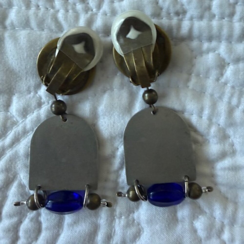 Vintage Ayala Barr Silver Tone Clip Earrings - Picture 2 of 5